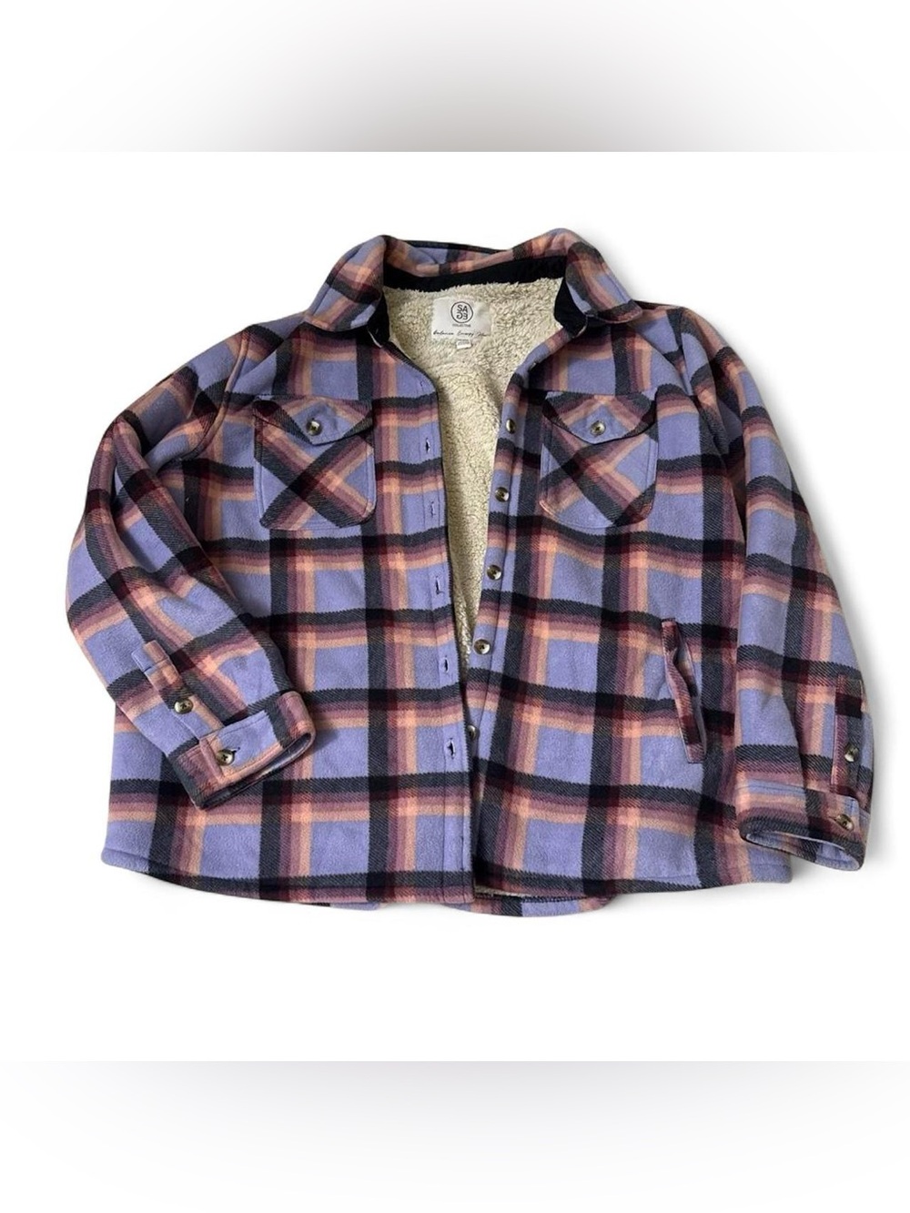 Lavender Plaid Sherpa-Lined Jacket